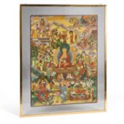 A TIBETAN THANGKA DEPICTING THE LIFE STORY OF BUDDHA SHAKYAMUNI QING DYNASTY, 19TH CENTURY