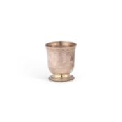 A FRENCH SILVER TOT CUP OR SMALL BEAKER