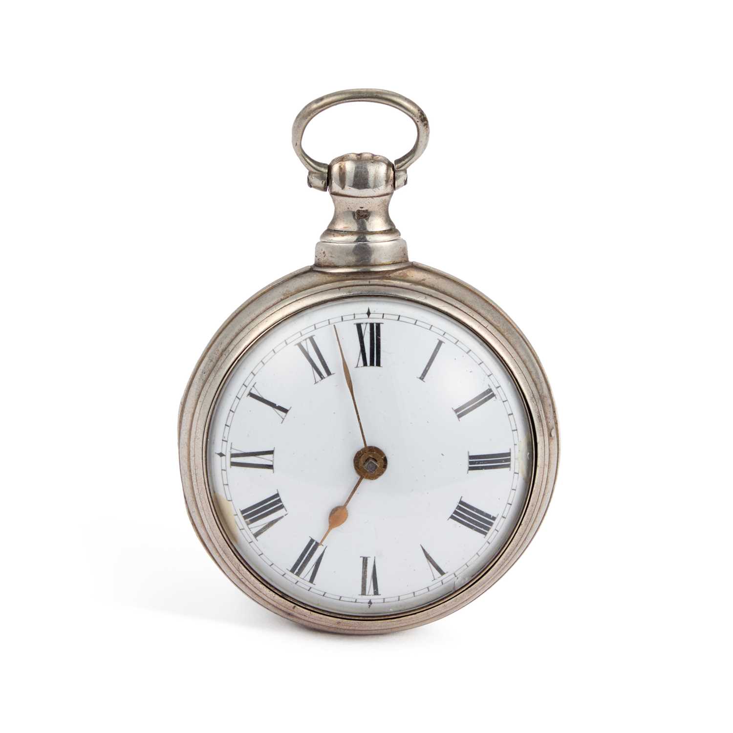 A SILVER PAIR CASED OPEN FACED POCKET WATCH