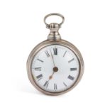 A SILVER PAIR CASED OPEN FACED POCKET WATCH