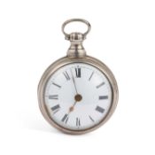 A SILVER PAIR CASED OPEN FACED POCKET WATCH