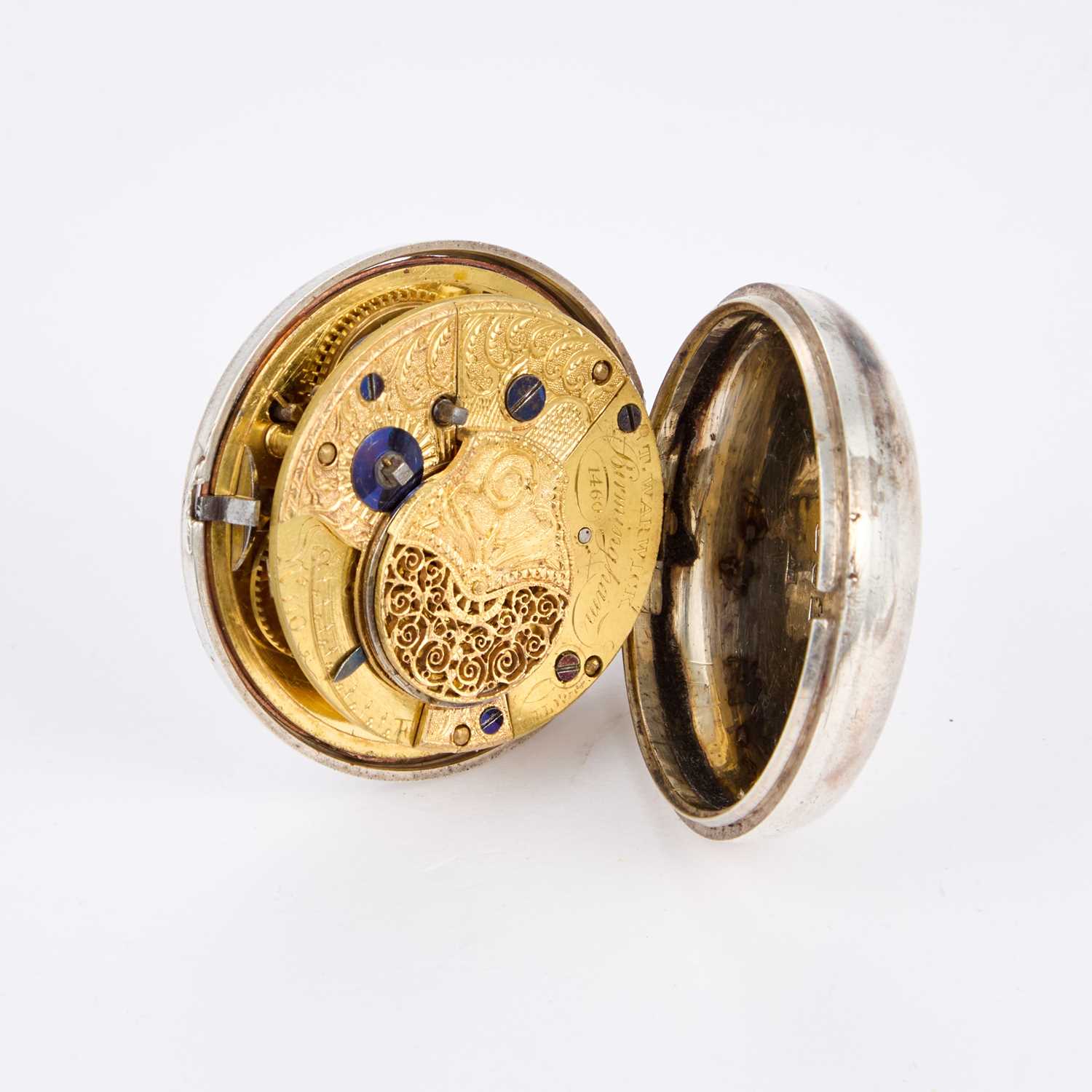 A SILVER PAIR CASED OPEN FACED POCKET WATCH - Image 4 of 4