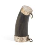 AN UNUSUAL SILVER-MOUNTED HORN BEAKER