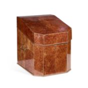 A LARGE YEW WOOD DECANTER BOX