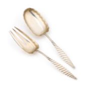 A PAIR OF AMERICAN STERLING SILVER SALAD SERVERS