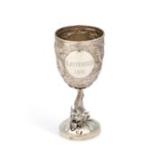 A 19TH CENTURY CHINESE SILVER GOBLET