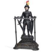 A PAINTED CAST IRON 'KNIGHT' STICKSTAND