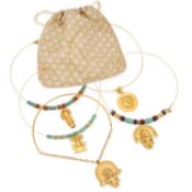 FIVE REPLICA PRE-COLUMBIAN NECKLACES