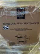 Adjustable bed base, bookcase, barrel, grill with offset smoker, customer return