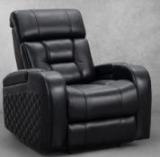 Bronson, leather theater power recliner with power headrest, black