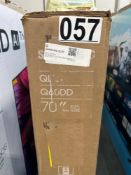 Samsung 70 inch TV, graded D, note state, missing stand,