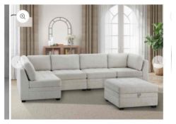 Abbyson nixon fabric storage ottoman and armless chair set