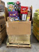 Big box store in a box full of food products. Keurig k cups, protein, powder, cheeses, protein shake