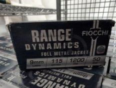 Shelf of 9 mm range dynamics full metal jacket, Fiocchi