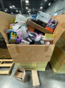 Big box store in a box including but not limited to. Levi's, pajamas, Dove soap, t-shirt bags, socke