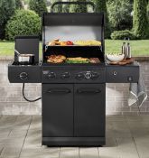 5 burner gas grill, and abbyson chair