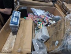 Miscellaneous pallet, books, trash bags, bedding sheets & More