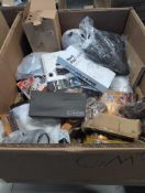 Miscellaneous pallet, shark flex, fusion, toys, magnetic phone holders, BRUMATE, tapes, books, and m