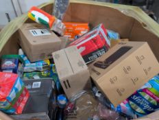 Big box store in the box home edition: Barbie, tide, pods, food, trays, always pads, tide, pods, rug