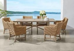 BRECK collection seven piece, rectangular tile top dining set, appears complete
