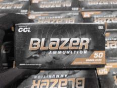 shelf of blazer 9 mm ammunition