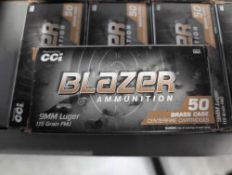 shelf of blazer 9 mm ammunition