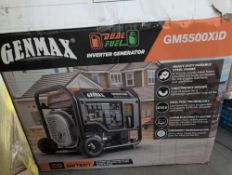 GENMAX portable inverter generator states product is damaged. Customer return/open box