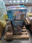 Instant canopy, bounce house, splash, and slide with tunnel, skill, chairs, wow quad towable