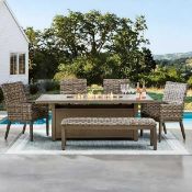 HALSTEAD collection six piece dining set with fire pit possible customer return does appear to have