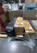 Two boxes of lifetime folding chairs, two circular lifetime folding tables