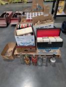 Vintage Coke cans, original NAPA parts, 8 track tapes, vintage bottles