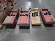 Four antique/vintage pedal cars, various conditions