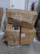 OLINE chair, HISENSE AC unit, birdbath, sofa pieces
