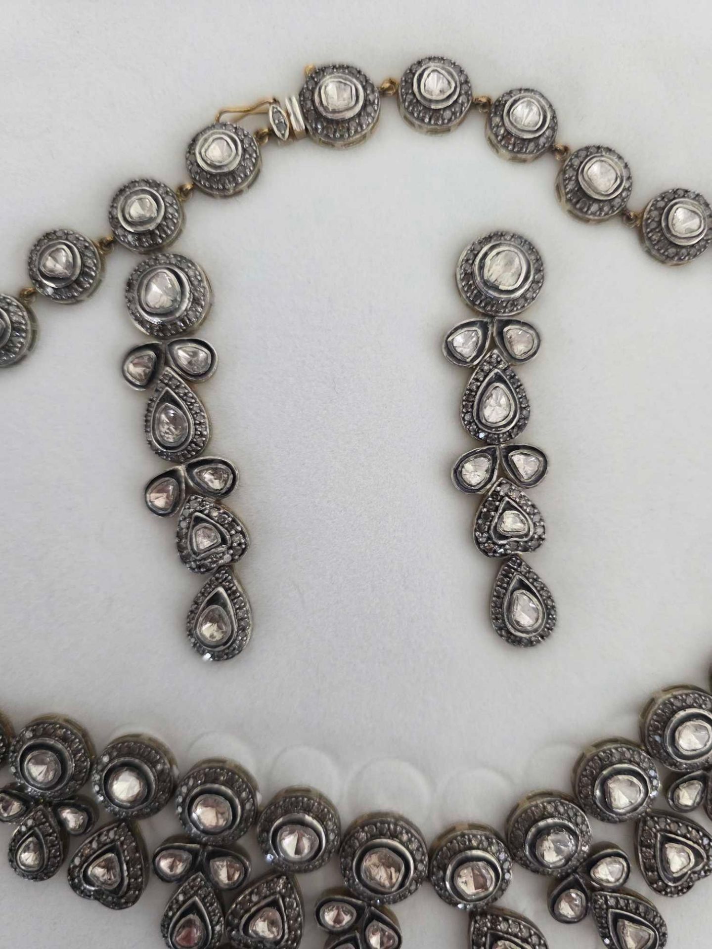 vintage necklace and matching earrings approximately 14 total carats of diamonds - Image 2 of 11
