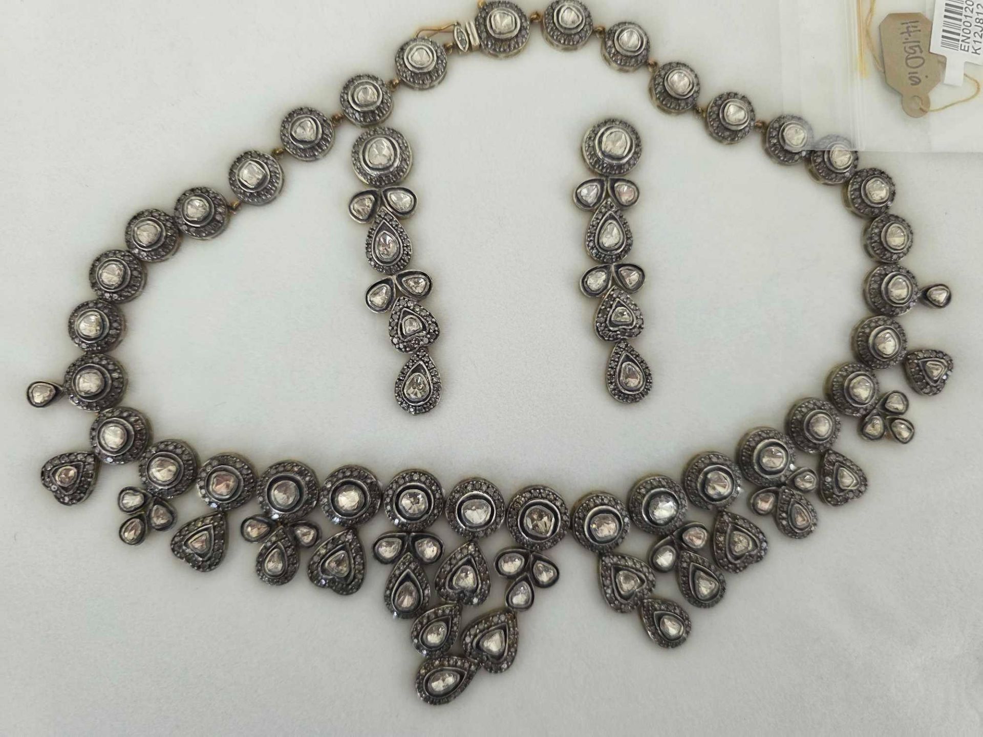 vintage necklace and matching earrings approximately 14 total carats of diamonds