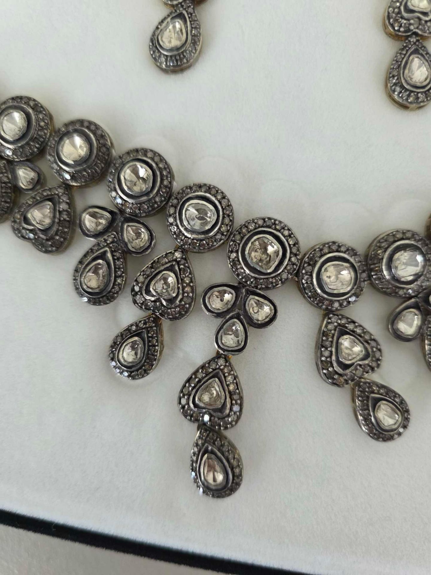 vintage necklace and matching earrings approximately 14 total carats of diamonds - Image 10 of 11
