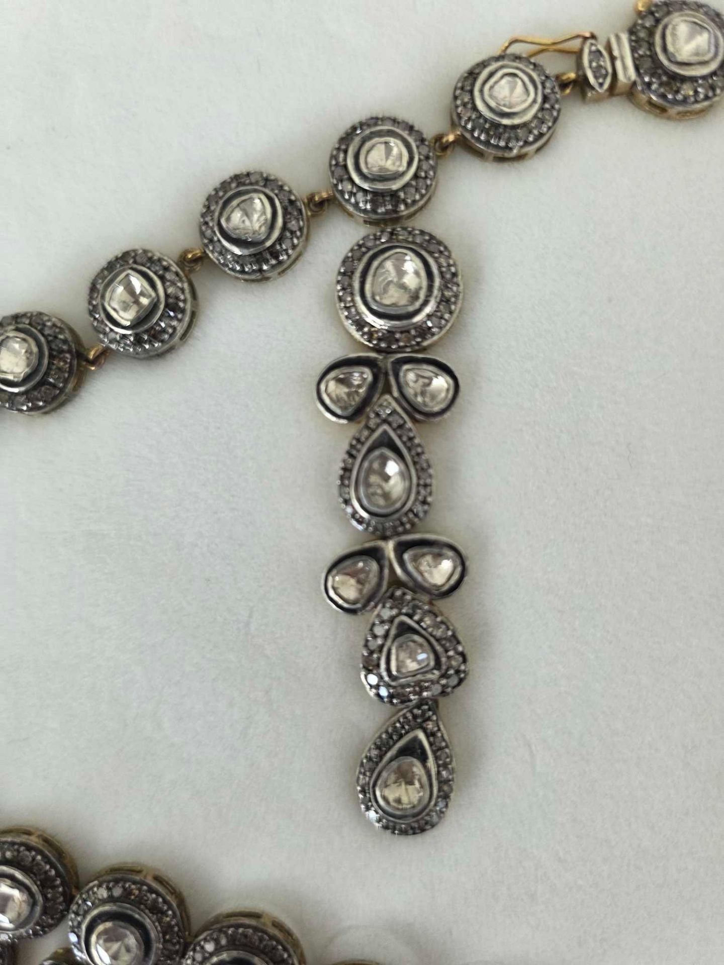 vintage necklace and matching earrings approximately 14 total carats of diamonds - Image 9 of 11