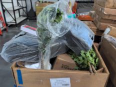 Bounty paper towels, food containers, bucket storage, Towel, gear wrench torque wrench, FAUX plants,