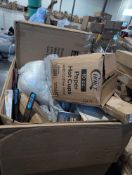 Paper cups, batting, camp chair, handles, flooring, knives, FASCO staples, brave cart, paper plate p