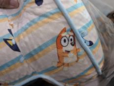 Stool, kids chair, rug, stool, cushions, bedding, plastic cold cups, and more