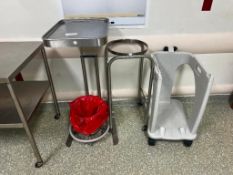 1 Rolling surgical tray, rolling stand, rolling cart and medical waste disposal bucket
