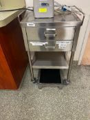 Stainless Steel Two Drawer Rolling Cart w/ Contents and stool