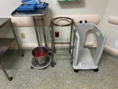 2 Rolling Stands and a medical waste disposal bucket