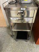 Stainless Steel Two Drawer Rolling Cart w/ Contents