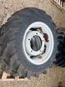 GOODYEAR SET OF 12.4/11-24 TIRES WITH 5 BOLT HUB WHEELS (80% TREAD)