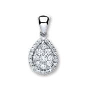 18ct White Gold 0.40ct Diamond Pear Shaped Pendant