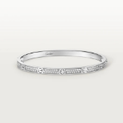 18ct White Gold Diamond Paved Love Bangle Set With Round Brilliant Natural Diamonds 0.95 Carat