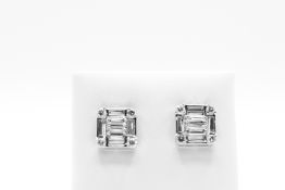 3.00ct Pie Cut Natural Diamond Earrings, 18ct White Gold