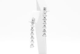 6.00ct Natural Diamond Drop Earrings - 18ct White Gold