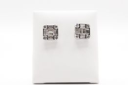 2.00ct Pie Cut Natural Diamond Earrings, 18ct White Gold